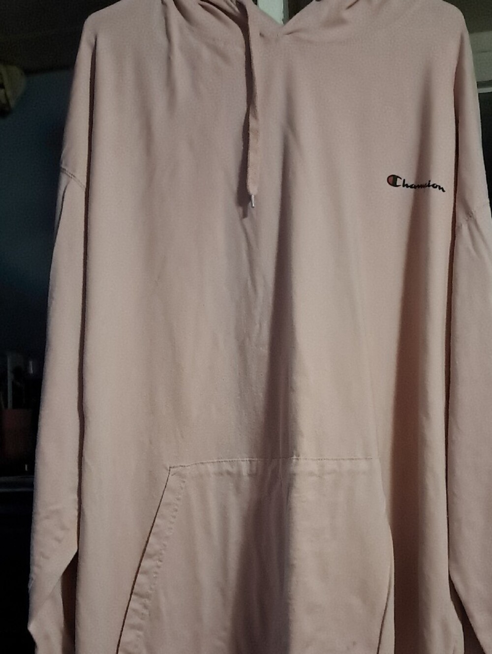 Champion Light Pink Pullover Hoodie with Script Logo